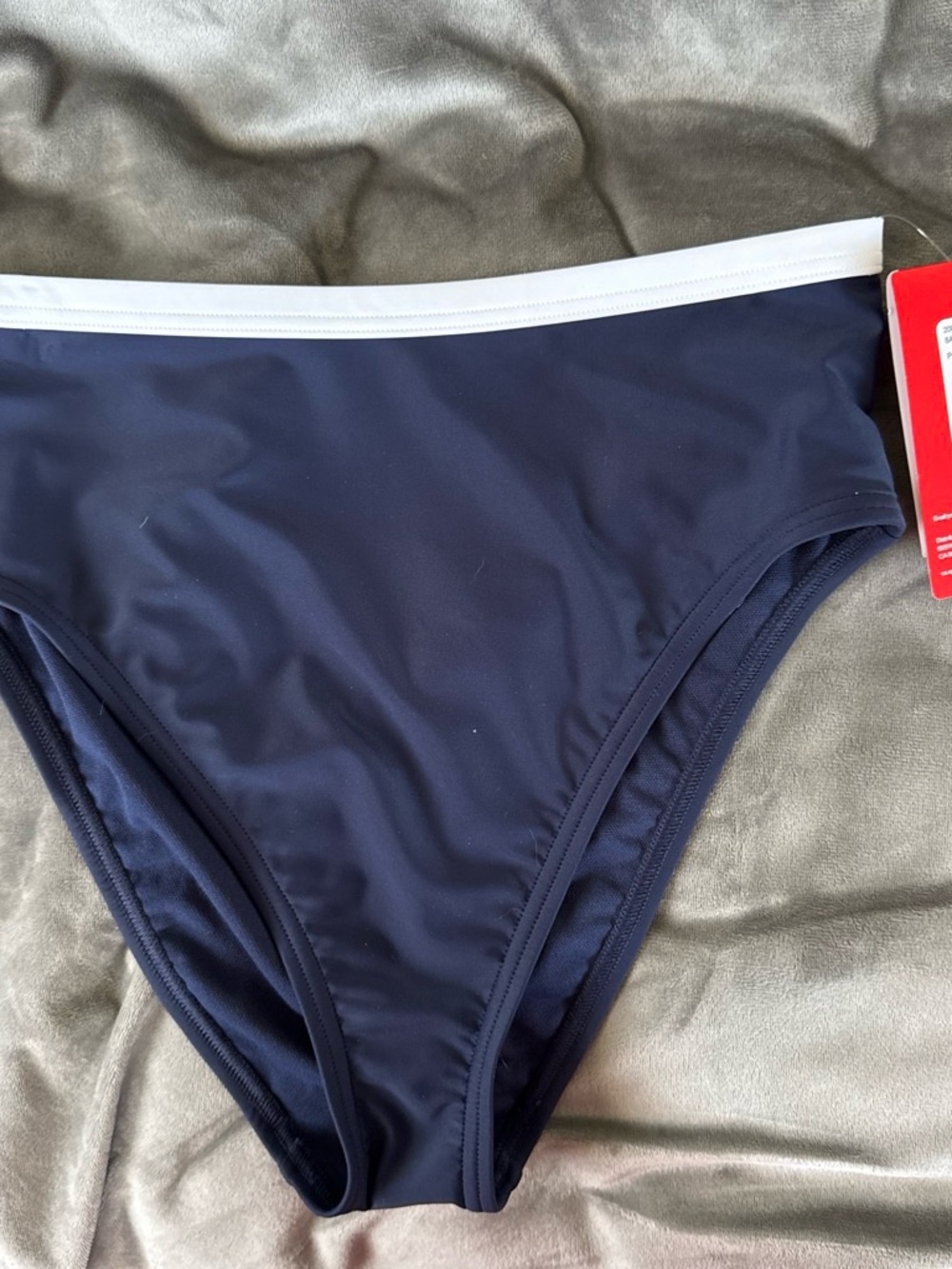 Women’s Speedo Navy Blue Swim Brief with White Waistband
